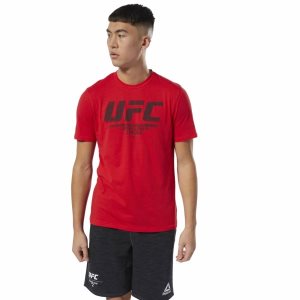 Koszulki Męskie Reebok UFC Fan Gear Logo Czerwone PL 54JKCHO